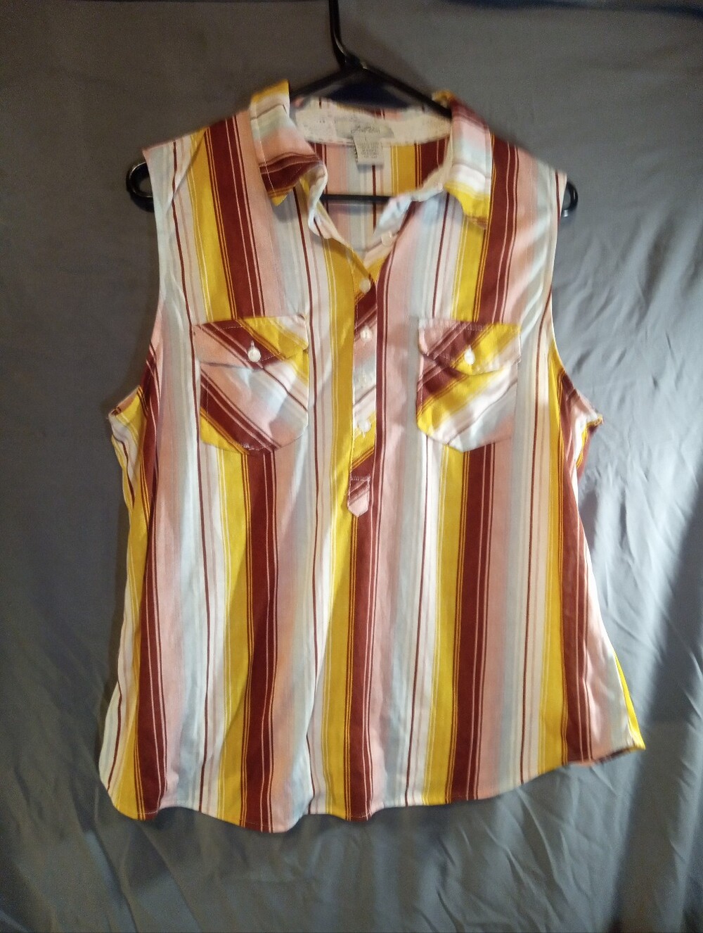 Love Potion Vintage Sleeveless Striped Button-Front Top